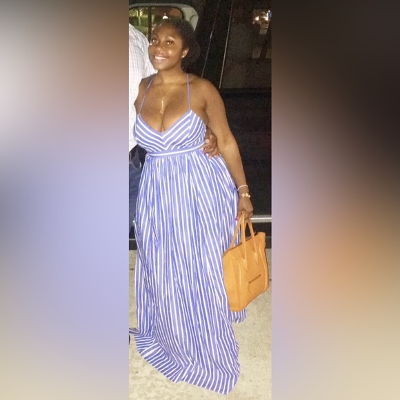 J Crew Women’s Spaghetti Strap Blue and White Striped Cotton Maxi Dress Sz 8 - Picture 10 of 10